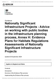 Nationally Significant Infrastructure Projects - advice on working with public bodies in the infrastructure planning process: Annex H - evidence plans for Habitats Regulations Assessments of Nationally Significant Infrastructure Projects