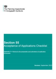 Nationally significant infrastructure projects: advice on the preparation and submission of application documents. Appendix 3 - section 55 acceptance of applications checklist