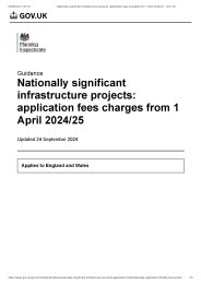 Nationally significant infrastructure projects: application fees charges from 1 April 2024/25