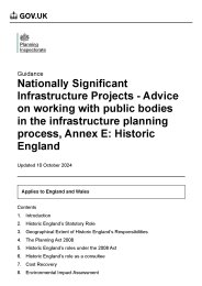 Nationally Significant Infrastructure Projects - advice on working with public bodies in the infrastructure planning process. Annex E: Historic England