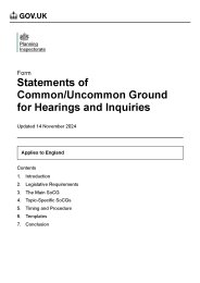 Statements of common/uncommon ground for hearings and inquiries