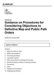 Guidance on procedures for considering objections to definitive map and public path orders