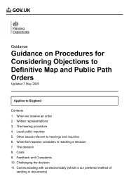 Guidance on procedures for considering objections to definitive map and public path orders