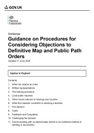 Guidance on procedures for considering objections to definitive map and public path orders