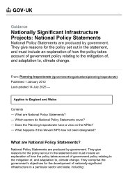 Nationally significant infrastructure projects: national policy statements