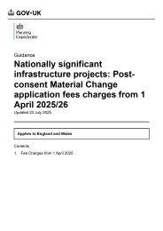 Nationally significant infrastructure projects: post-consent material change application fees charges from 1 April 2025/26