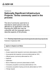 Nationally Significant Infrastructure Projects: terms commonly used in the process