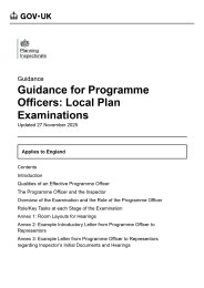 Guidance for Programme Officers: local plan examinations