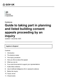 Guide to taking part in planning and listed building consent appeals proceeding by an inquiry