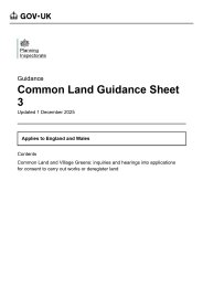 Common land and village greens: inquiries and hearings into applications for consent to carry out works or deregister land