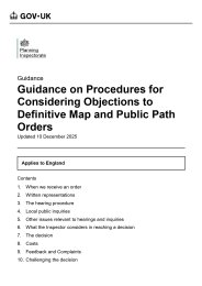 Guidance on procedures for considering objections to definitive map and public path orders