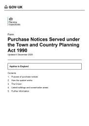 Purchase notices served under the Town and Country Planning Act 1990