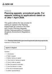 Planning appeals: procedural guide. For appeals relating to applications dated on or after 1 April 2026