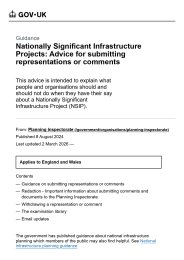 Nationally significant infrastructure projects: advice for submitting representations or comments