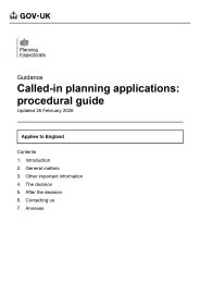 Called-in planning applications: procedural guide