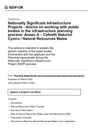 Nationally Significant Infrastructure Projects - advice on working with public bodies in the infrastructure planning process. Annex A: Cyfoeth Naturiol Cymru/Natural Resources Wales