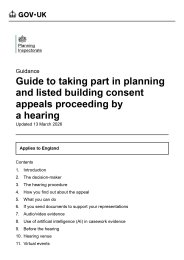 Guide to taking part in planning and listed building consent appeals proceeding by a hearing