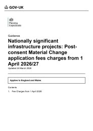 Nationally significant infrastructure projects: post-consent material change application fees charges from 1 April 2026/27