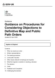 Guidance on procedures for considering objections to definitive map and public path orders