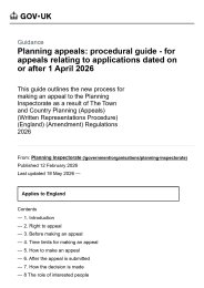 Planning appeals: procedural guide. For appeals relating to applications dated on or after 1 April 2026