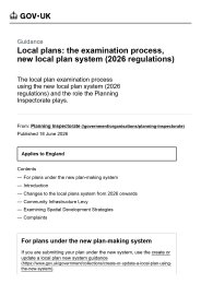 Local plans: the examination process, new local plan system (2026 regulations)