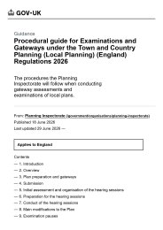 Procedural guide for examinations and gateways under the Town and Country Planning (Local Planning) (England) Regulations 2026