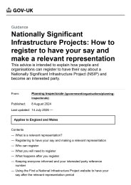 Nationally significant infrastructure projects: how to register to have your say and make a relevant representation