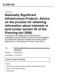 Nationally significant infrastructure projects: advice on the process for obtaining information about interests in land (under section 52 of the Planning Act 2008)