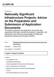 Nationally significant infrastructure projects: advice on the preparation and submission of application documents