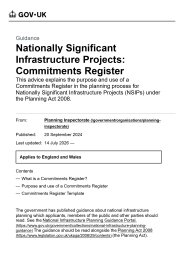 Nationally significant infrastructure projects: commitments register