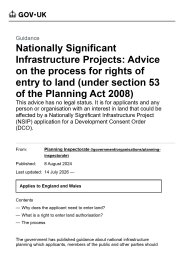 Nationally significant infrastructure projects: advice on the process for rights of entry to land (under section 53 of the Planning Act 2008)