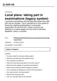 Local plans: taking part in examinations (legacy system)