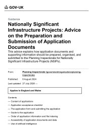 Nationally significant infrastructure projects: advice on the preparation and submission of application documents