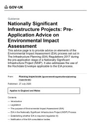 Nationally significant infrastructure projects: pre-application advice on environmental impact assessment