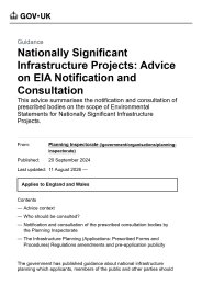 Nationally significant infrastructure projects: advice on EIA notification and consultation