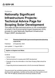 Nationally significant infrastructure projects: technical advice page for scoping solar development