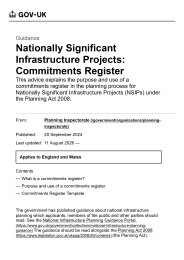 Nationally significant infrastructure projects: commitments register