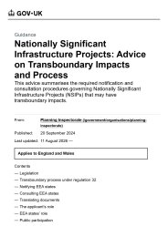 Nationally significant infrastructure projects: advice on transboundary impacts and process