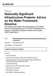 Nationally significant infrastructure projects: advice on the Water Framework Directive