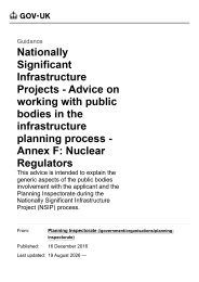 Nationally significant infrastructure projects - advice on working with public bodies in the infrastructure planning process. Annex F: Nuclear Regulators