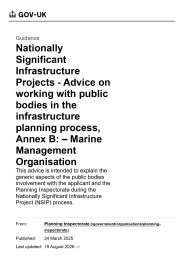 Nationally significant infrastructure projects - advice on working with public bodies in the infrastructure planning process. Annex B: Marine Management Organisation