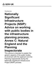 Nationally significant infrastructure projects - advice on working with public bodies in the infrastructure planning process. Annex C: Natural England and the Planning Inspectorate