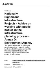 Nationally significant infrastructure projects - advice on working with public bodies in the infrastructure planning process. Annex D: Environment Agency
