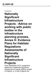 Nationally significant infrastructure projects - advice on working with public bodies in the infrastructure planning process. Annex H: evidence plans for Habitats Regulations Assessments of nationally significant infrastructure projects