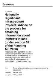 Nationally significant infrastructure projects: advice on the process for obtaining information about interests in land (under section 52 of the Planning Act 2008)
