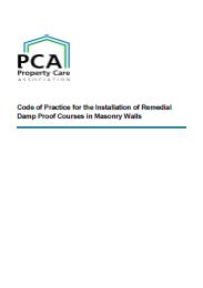 Code of practice for the installation of remedial damp proof courses in masonry walls