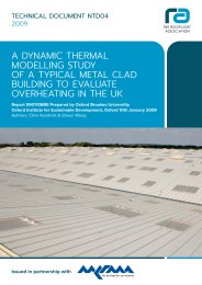 A dynamic thermal modelling study of a typical metal clad building to evaluate overheating in the UK. Report 090110BRE prepared by Oxford Brookes University Oxford Institute for sustainable development, Oxford 10th January 2009