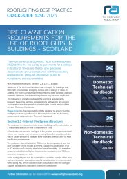 Fire classification requirements for the use of rooflights in buildings - Scotland