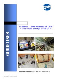 Guidelines - safe working on lifts - car top controls and lift pit access. Issue 04