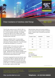 Shear resistance of stainless steel fixings